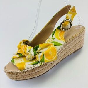 Franco Sarto lemon Pirouette espadrilles Size 8 platform wedge slingback Summer